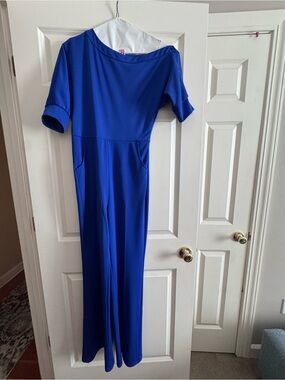 Source Unknown One-Shoulder Royal Blue Jumpsuit